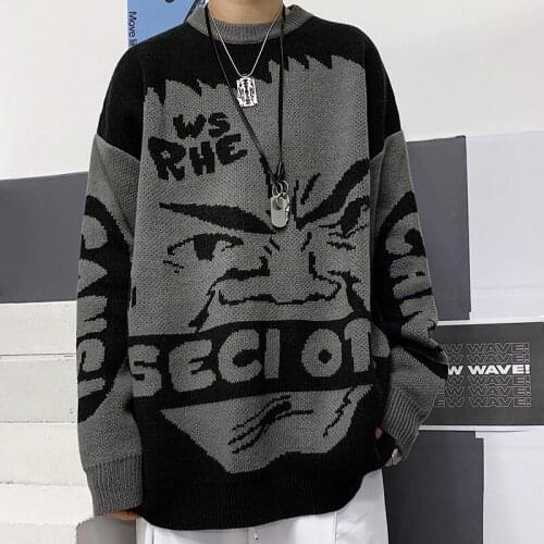 Autumn Sweater Women College Style Sweater Casual Man Sweater Harajuku Cartoon Anime Sweater Vintage Loose Round Neck Sweater