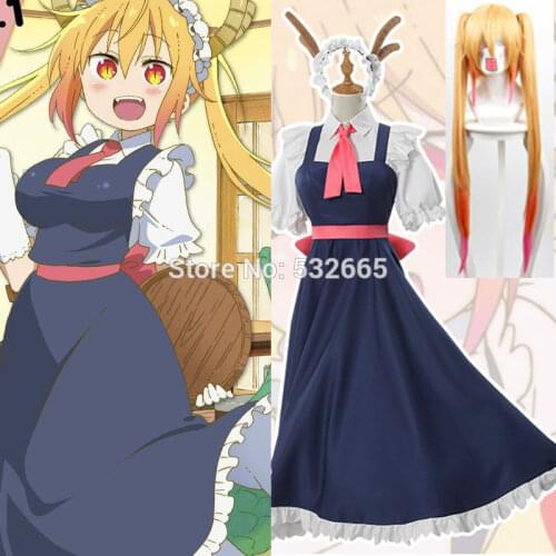 +Wig Kobayashi san Chi no Maid Thor Cosplay Costume Dragonmaid Cos Maid Outfit Kobayashi-san Chi no Maid Dragon Cosplay Costume