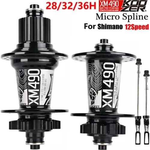 Koozer XM490 Micro Spline 12Speed Bicycle Bearing Hubs Mountain Bike Disc Brake 6 Claws 28/32/36Holes For M6100 SHIMANO MS XD