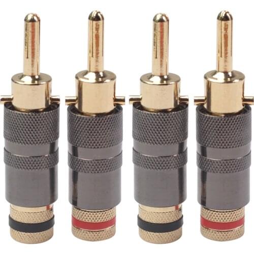 Gold-Plated Copper Banana Plug Adapter Plug for DIY Audio Video Cable Speaker Amplifier Audio Cable Connector 2/4pcs