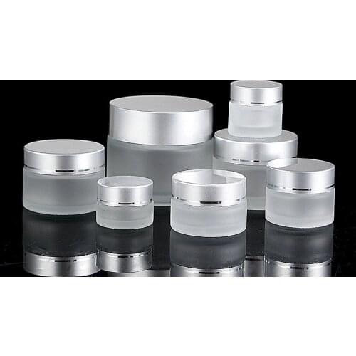 1PCS 5/10/15/20/30/50/100g Frosted Glass Refillable Ointment Bottles Empty Cosmetic Jar Pot Eye Shadow Face Cream Container