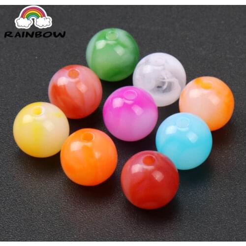 Mixed Jelly Color Gradient Acrylic Material Round Shape Spacer Beads For Jewelry Making DIY 8mm 10mm 50pcs