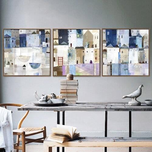 Town Time Old House Modern Wall Art PosterNordic Abstract Canvas Painting for Living Room Bedroom Aisle Home Decoration