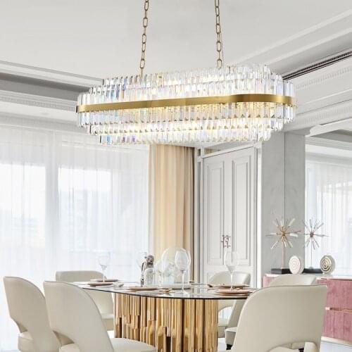 Modern rectangular crystal dining room lamp gold meeting room decoration living room can be customized