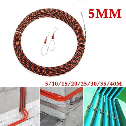 Professional 5mm 5-40m Fiberglass Electric Cable Tape Conduit Duct Cable Push Puller Tools Wheel Pushing for Wiring Installation