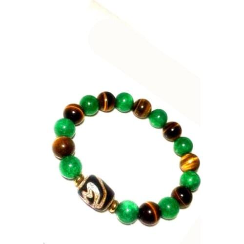 Tibet agate stone old black DZI 12mm cyan stone ball beads ladies bracelet Money hook Big men Lotus Tiger tooth Free Shipping