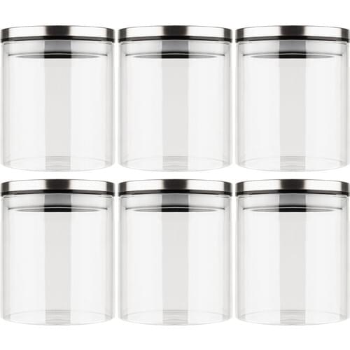 Mama Camilla 6'lı Set 200 ml Metal Lid Borosilicate Glass Jar Spice Storage Container Vacuum