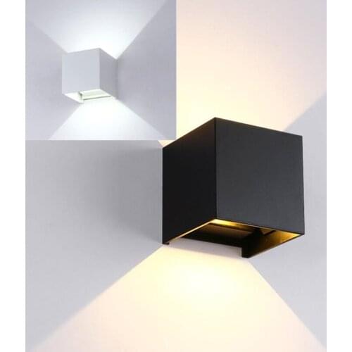 Waterproof 8W 10W Aluminum Cube LED Wall Lamp Modern Home Garden Porch Indoor Outdoor Decoration Lighting Black White Gray Body