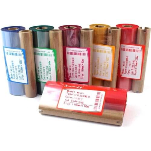 Yellow Thermal Transfer Ribbon color 110mm x 70 meters wax ribbon for zebra 2844 888T 1/2 inch core