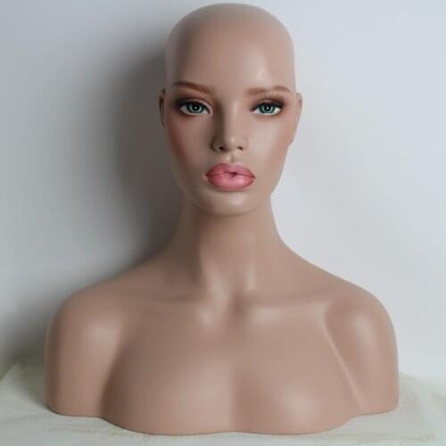 Female Realistic Fiberglass Mannequin Head Bust Sale For Wig Jewelry And Hat Display