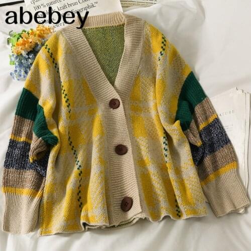 Women Retro Knitted Cardigan Single Breasted Long Sleeve Casual Loose Sweater Autumn Winter Korean Warm Knit Outerwear