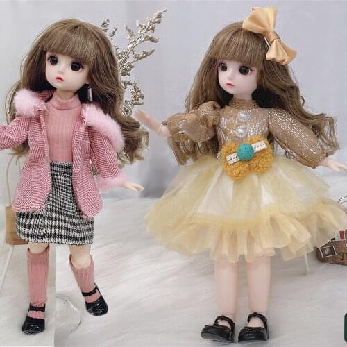 30cm Winter Dress BJD Doll 15 Ball Joints Dolls With Full Outfits Suit Princess Make up Girls DIY BJD Toys Best Gifts For Kids