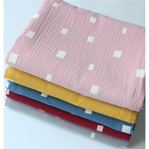 100*135cm Linen Double Gauze Crepe 100% Cotton Gauze Fabric Wrinkle Crepe Cotton Fabric Breathable For Women Shirt Dress