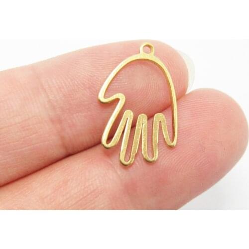Brass hand charms 20.4x13.5x1mm Brass hand earrings pendant Hollow hand R1064