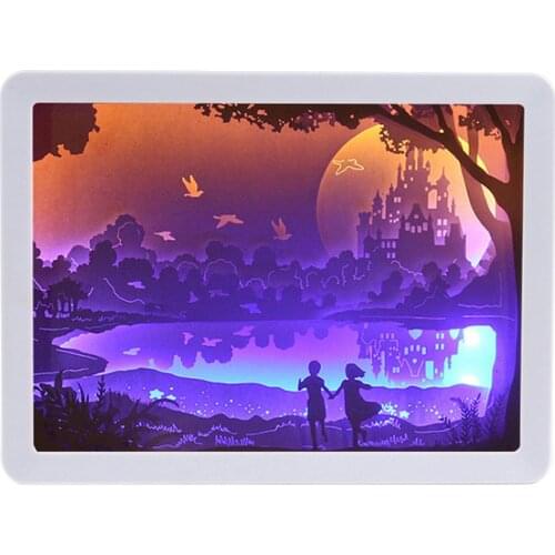3D Paper Carving Lamp Night Lamp Paper Pattern Painting LED Table Shadow Box Frame Party Home Decor Bedroom Decoration