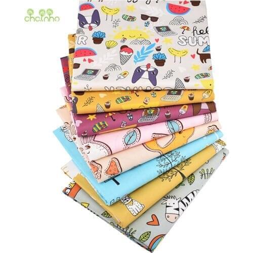 8pcs/Lot,Printed Twill Cotton Fabric,40x50cm,Patchwork Cloth For DIY Quilting Sewing Baby&Childrens Material,Summer with Winter