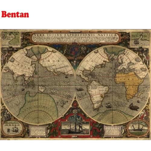 Diamond painting Diamond mosaic FVintage world map nautical map picture Full Square round drill 5d diamond Embroidery sale decor