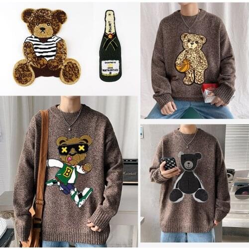 Large embroidery big bear patch animal cartoon patches for bag badges appliques clothing CA-3093