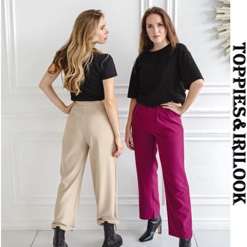 Toppies womens suit pants high waist straight pants ladies full length trousers elegant streetwear