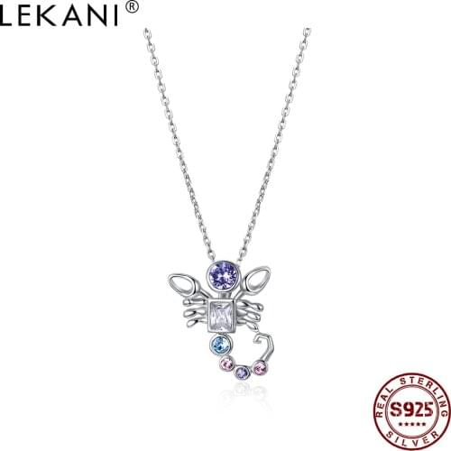 LEKANI 925 Sterling Silver Scorpio Pendant Necklace For Women Luxury Crystal Necklace Girl Festival Gift Fashion Jewelry New