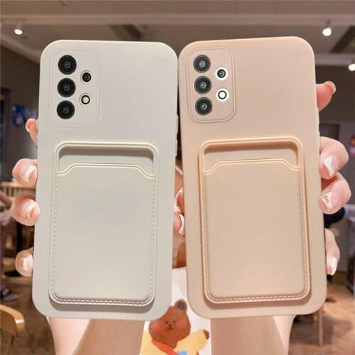 Candy Color Card Wallet Soft Silicone Phone Case For Samsung Note 20 S21 S20 Ultra A32 A52 A72 5G A51 A71 Shockproof Back Cover