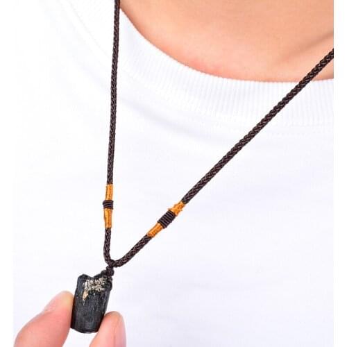 Black Tourmaline Pendant Crystal Hand-Woven Jet Stone Crafts For Home Decorations Tourmaline Pendant 25-30mm