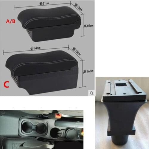 For ford Ka Plus armrest box USB Charging heighten Double layer 2015-2019