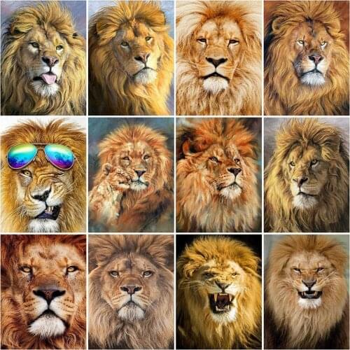 Evershine Full Square Round Diamond Painting Lion Diamond Embroidery Animals Mosaic Rhinestones Pictures Home Decoration