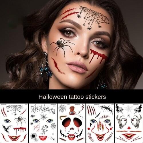 Halloween 3D tiger paw wound Spider web face tattoo stickers Temporary tattoos for woman Party face tatoo stickers