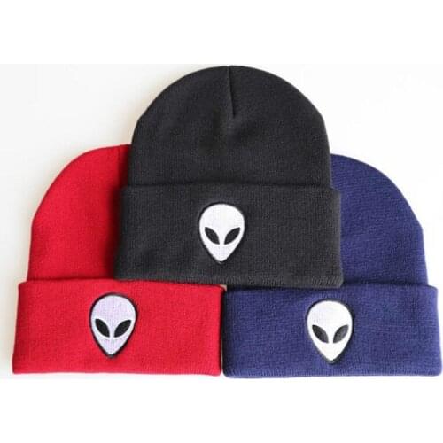 Hip Hop Knitted Alien Hat Outdoor Sports Warm Ski Cap Casual Men Skullies Beanie Embroidery Male Winter Hat Bonnet