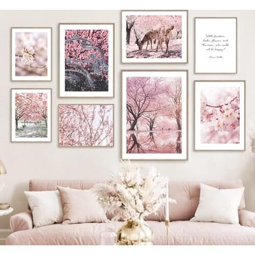Cherry Blossoms Picture Nordic Flower Prints On Canvas Home Wall Decoration Art Paintings for Bedroom Frameless