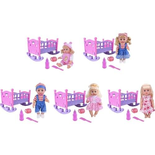 Doll Rocking Bed Toy Crib Infant Carriage Accessory Pretend Role Play Game
