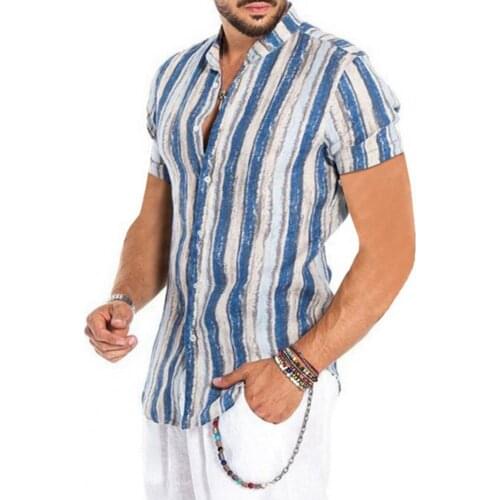 Summer Men Shirt Floral Printed Short Sleeve Turn-down Collar Buttons Hawaiian Shirt Beachwear Travel Party