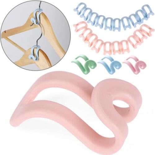 5pcs Multi-function Wardrobe Space-saving Stack Hanger Hook Coat Hook Plastic Closet Stack Hanger Rack Bedroom Storage Organizer