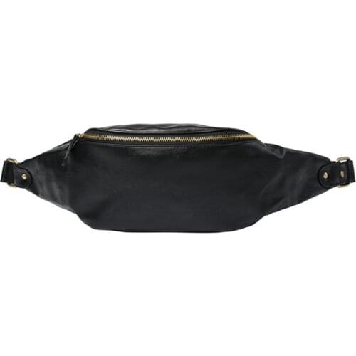 Fashion Leather Waist Bag For Men Fanny Pack Banana Bags High Quality Outdoor Crossbody Bag Chest Packs New Male Belt Waist Pack