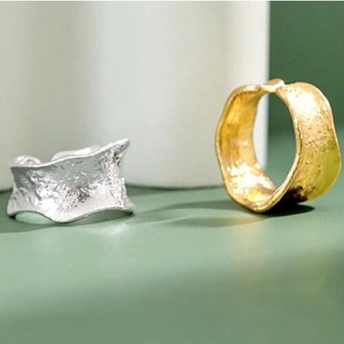 Fashion Simple Silver Gold Irregular Wave Shape Rings For Women Lady Adjustable Exaggerated Retro Rings Party Fine Jewelry