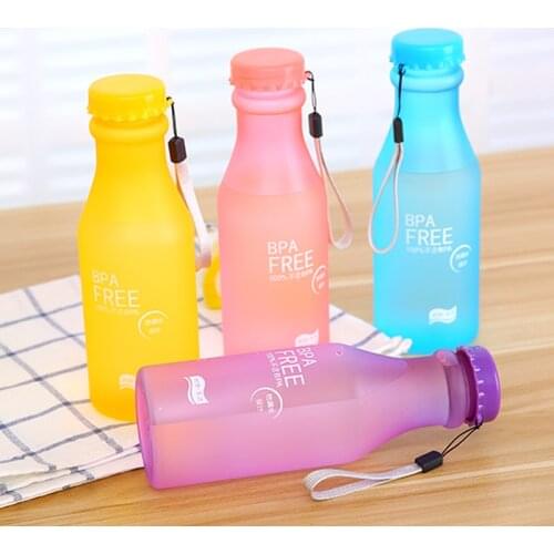 Fashion Candy Colors Frosted Leak-proof Plastic kettle 550mL BPA Free Portable Water Bottle for Travel Yoga Running Camping
