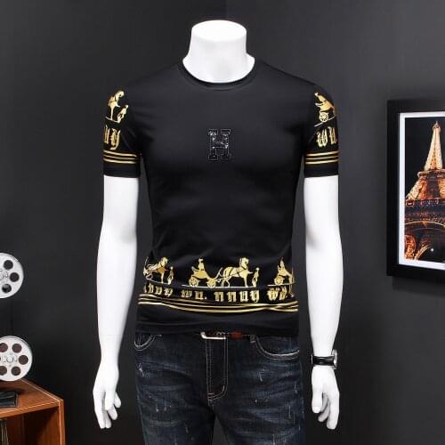 2020 Short Sleeve T-Shirt Camisetas Hombre Tshirt For Korean Summer T Men Slim Fit Print Casual Tee Shirt Homme