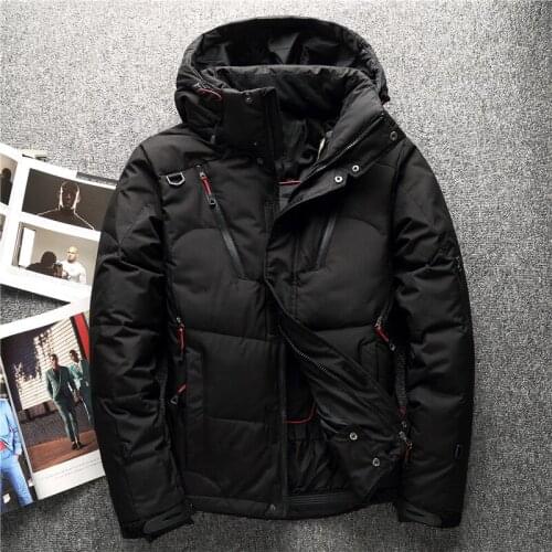 2019 outdoor mens High Quality White Duck Hooded Down jacket male solid color Thick warm coat slim Large size zipper Outerwear