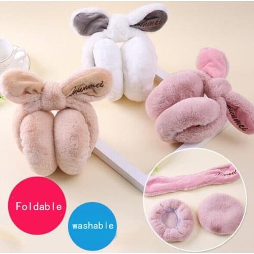 Fashion Rabbit Fur Winter Earmuffs For Women Warm Earmuffs Female Ear Warmers Gifts For Girls Ear Covers Fur Earmuffs
