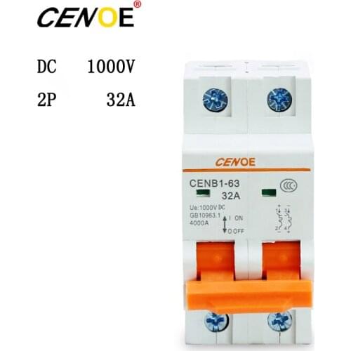 2018 new arrival 2P 1000V 32A dc breaker high quality dc solar breaker for global solar photovoltaic power generation