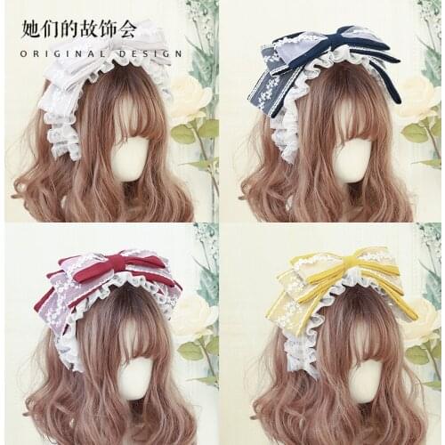 Lolita Fairy Girl Soft Sister Kawaii Large Bowknot Multiple Colour KC Hair hoop Headwear Hair Accessories Cosplay Headband Cute