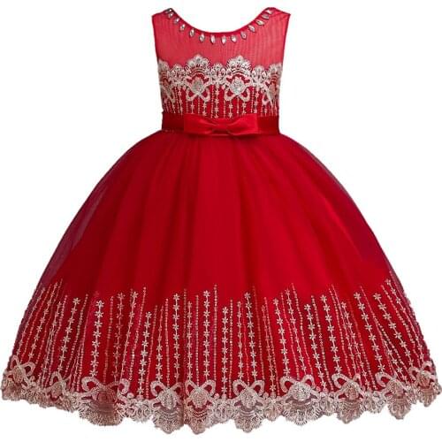 Flower Girls Dresses Kids Embroidery Bodice with Tulle Party Wedding Ball Gown Formal Girls Clothing Bebe Vestido