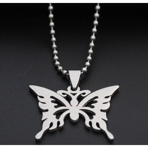 Gift stainless steel hollow butterfly necklace animal insect butterfly bee necklace butterfly effect pendant charm necklace