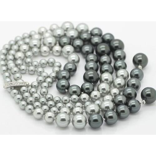 Hot South Sea Oyster Shell Pearl Necklace, Black Grey Color Long Necklace 110cm