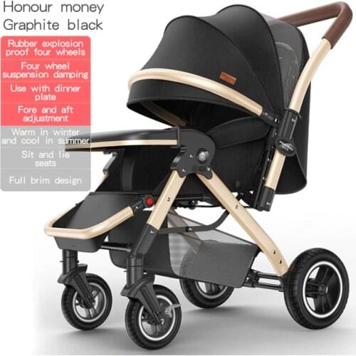 Baby stroller can sit reclining lightweight folding four-wheeled children high landscape trolley baby 0-3 years old