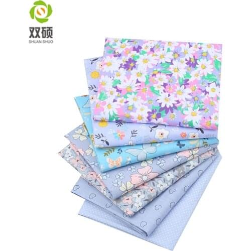 Shuanshuo Gray Floral Series,Printed Twill Cotton Fabric,Patchwork Cloth For DIY Quilting Sewing Baby&Childs Material,40x50cm