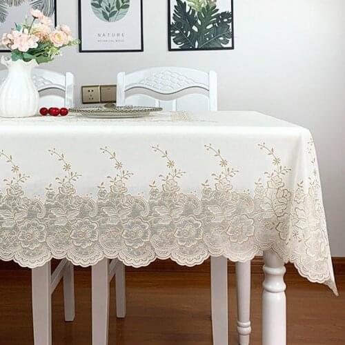 European Flower Tablecloth Plastic Waterproof Rectangular Table Cover Irregular Lace Table Cloth Non Slip Table Mat For Desk Cof