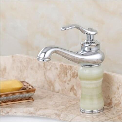Brass and natural jade basin faucet bathroom faucet hot and cold chrome/gold finish wash faucet,water tap sink mixer