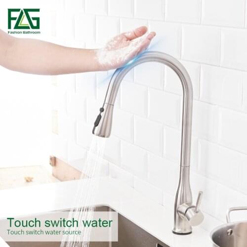 FLG Smart Touch Kitchen Faucets Stainless Steel Touch Inductive Sensor Faucet Dual Outlet Water Modes Sink Mixer Tap CP1025-33N